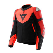 IPERATTIVA LEATHER JACKET RED FLUO/BLACK 48