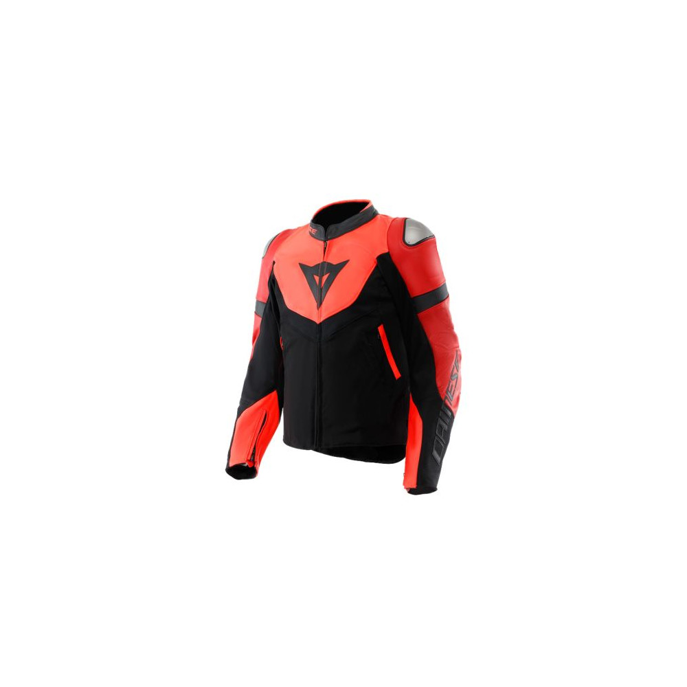 IPERATTIVA LEATHER JACKET RED FLUO/BLACK 48